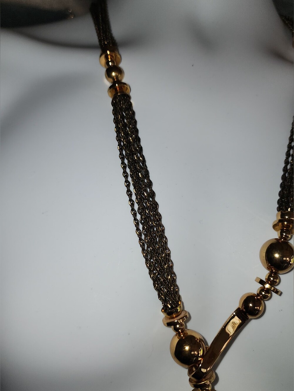 Stella & Dot Bianca Tassel Lariat Necklace in a Two-tone Gold & Bronze Finish. - Picture 8 of 11
